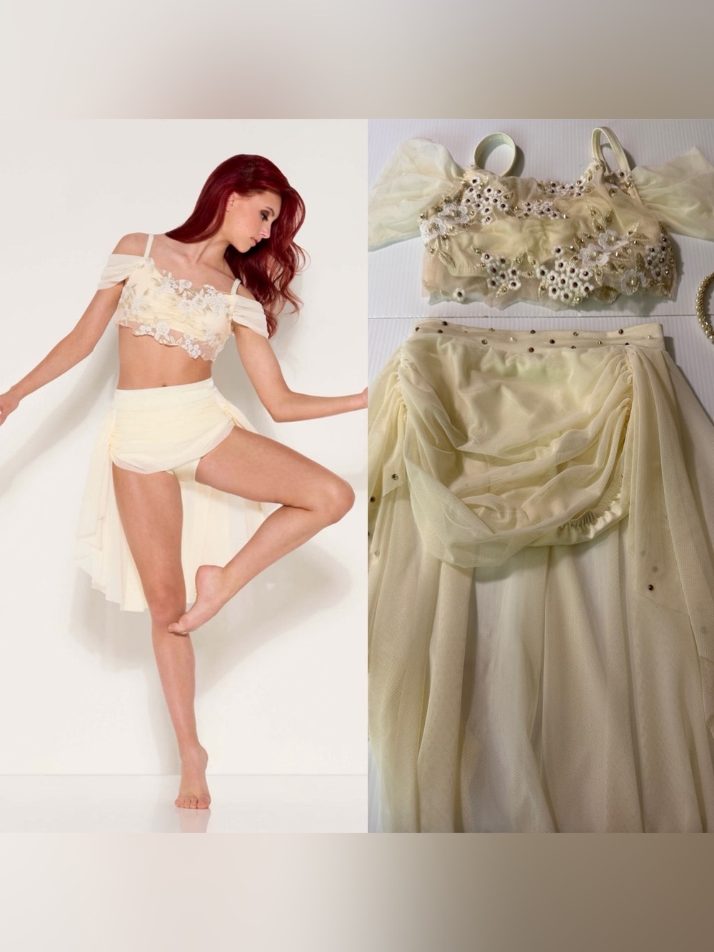 Kelle dance lyrical contemporary costume ivory 2 piece 4472 born again teen